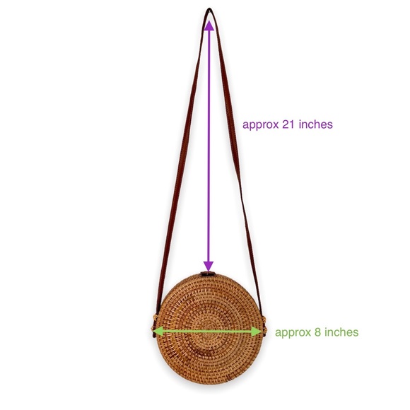 NWOT Lulu’s Tan Round Woven Rattan Purse - Picture 6 of 11